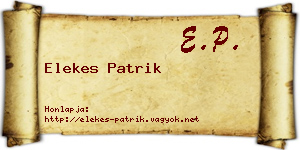 Elekes Patrik névjegykártya